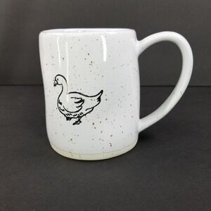 At Home Speckled White Goose Coffee Mug‎ Farmhouse Ceramic Cup 4.25in Farmhouse